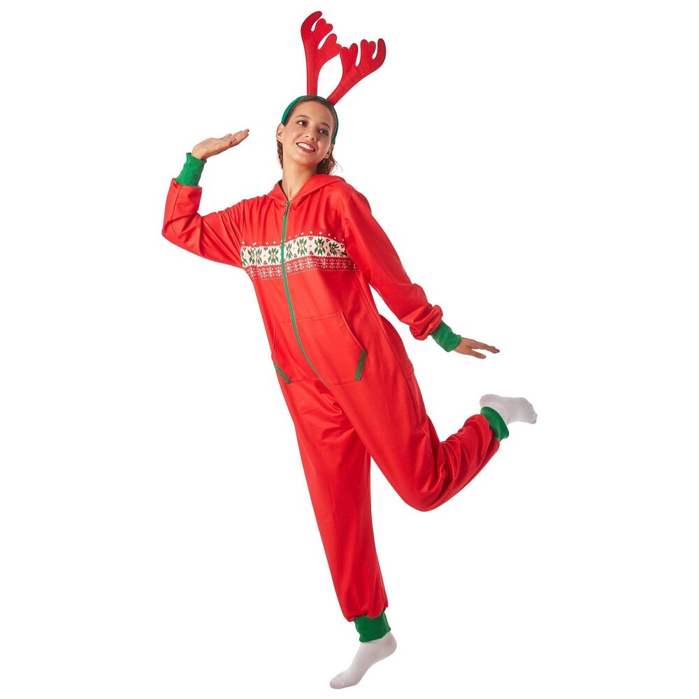 6653 Adult Christmas Onesie Pajama Long Sleeve Hooded Kigurumi Homewear